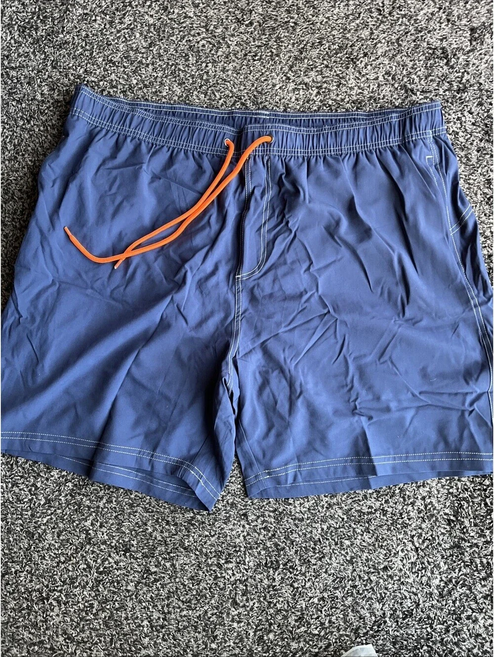 Difficort Mens Navy Swim Shorts Orange Drawstring Three Pockets Size 3XL